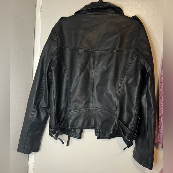 Cielo Basic - Black Faux Leather Biker Jacket - Picture 4 of 6